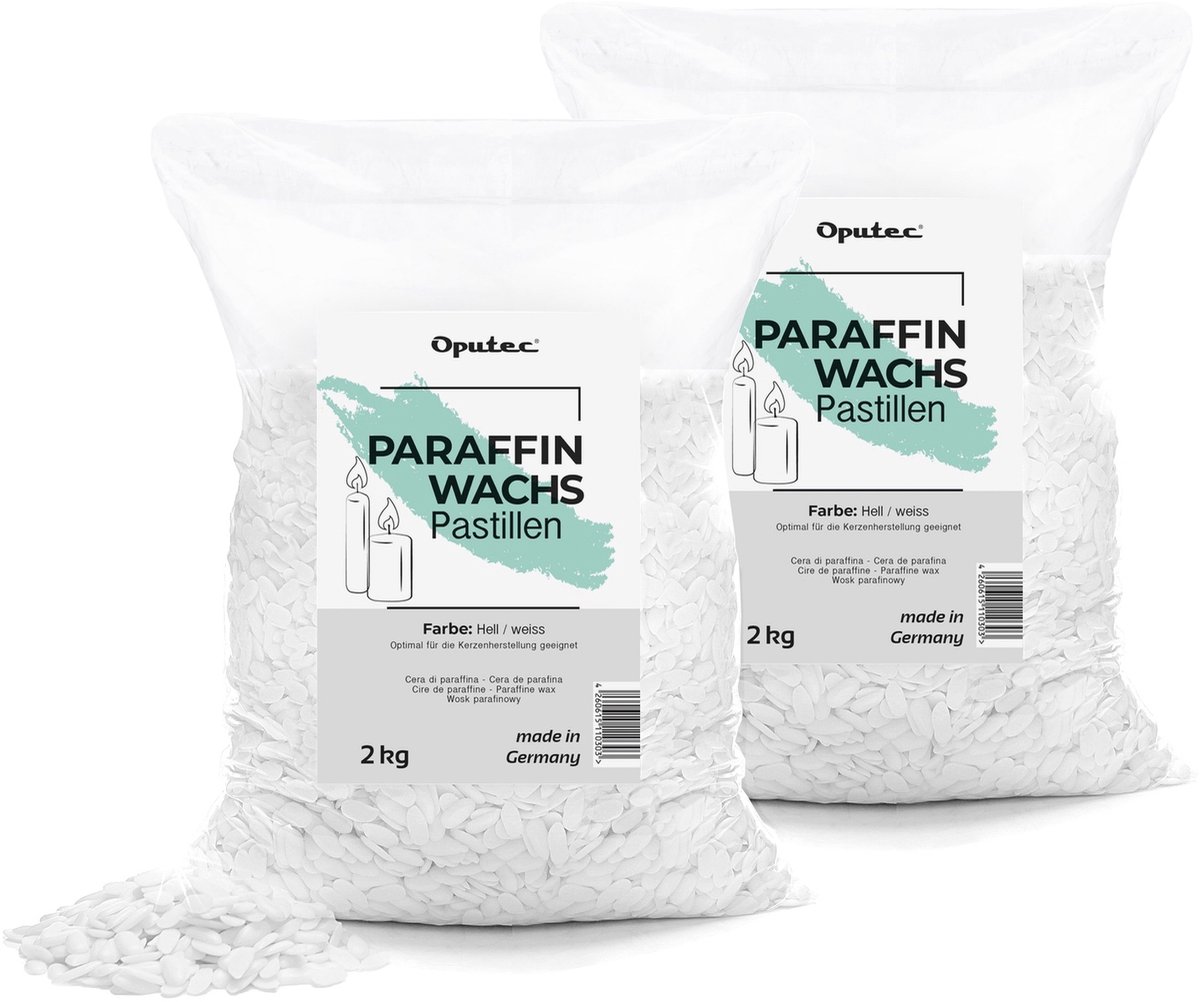 Oputec 4kg paraffinewas pastilles | kaarsenwas wit | gietwas | zelf kaarsen maken | smeltpunt 55–59°C | made in Germany